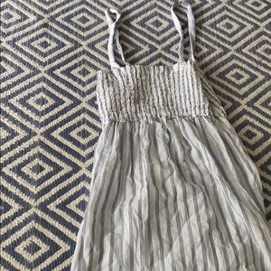 A blue and white stripped top